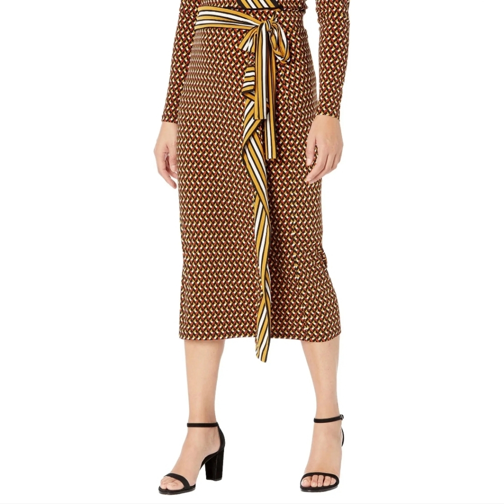 Michael Kors Ruffle Tie Belt Stretch Skirt Size L